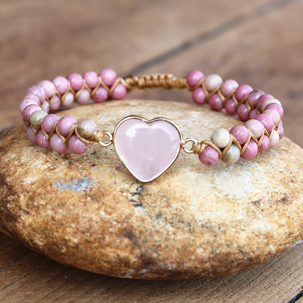 Rose Quartz Heart Protection Bracelet