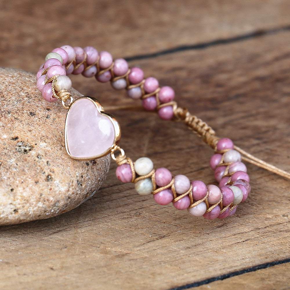 Rose Quartz Heart Protection Bracelet