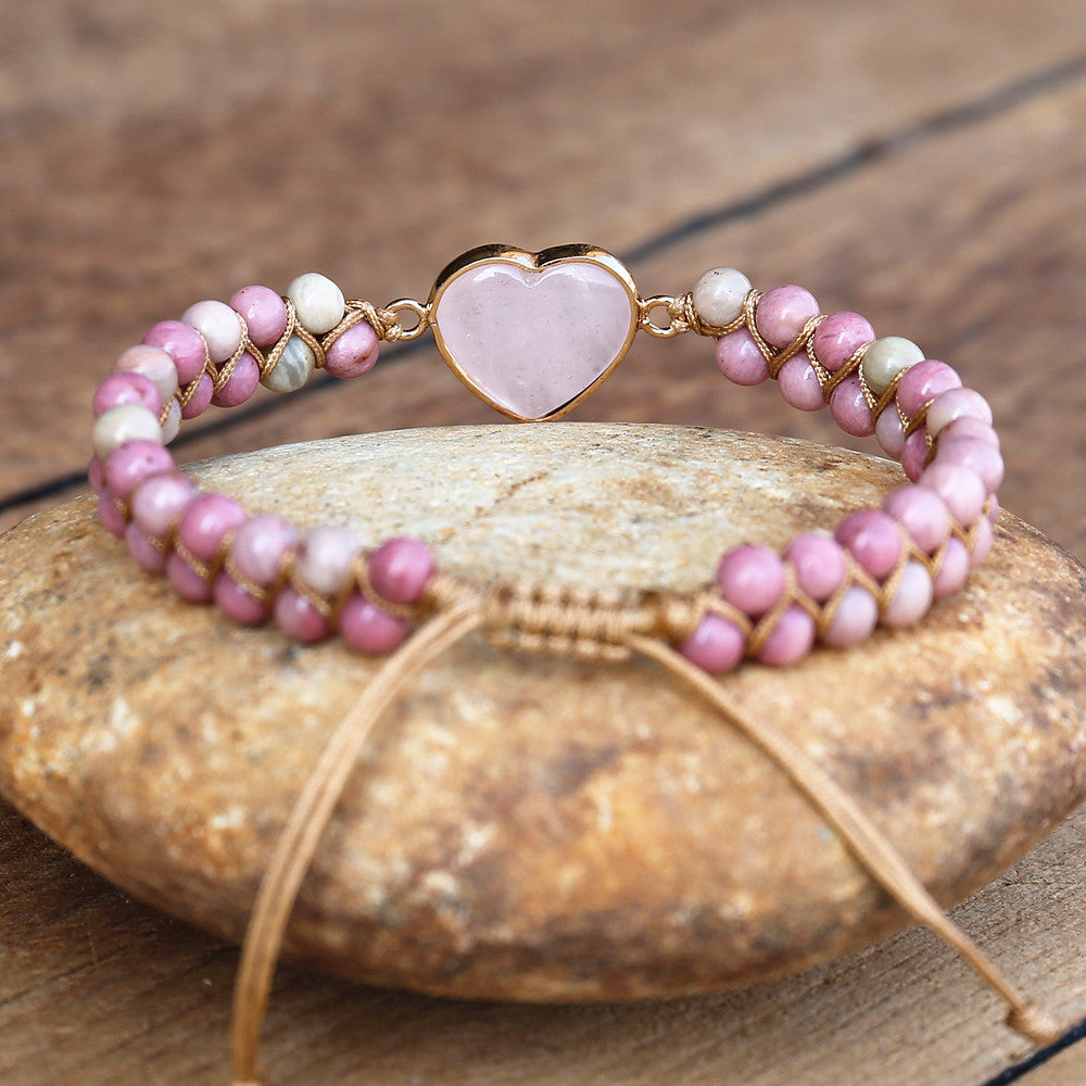 Rose Quartz Heart Protection Bracelet