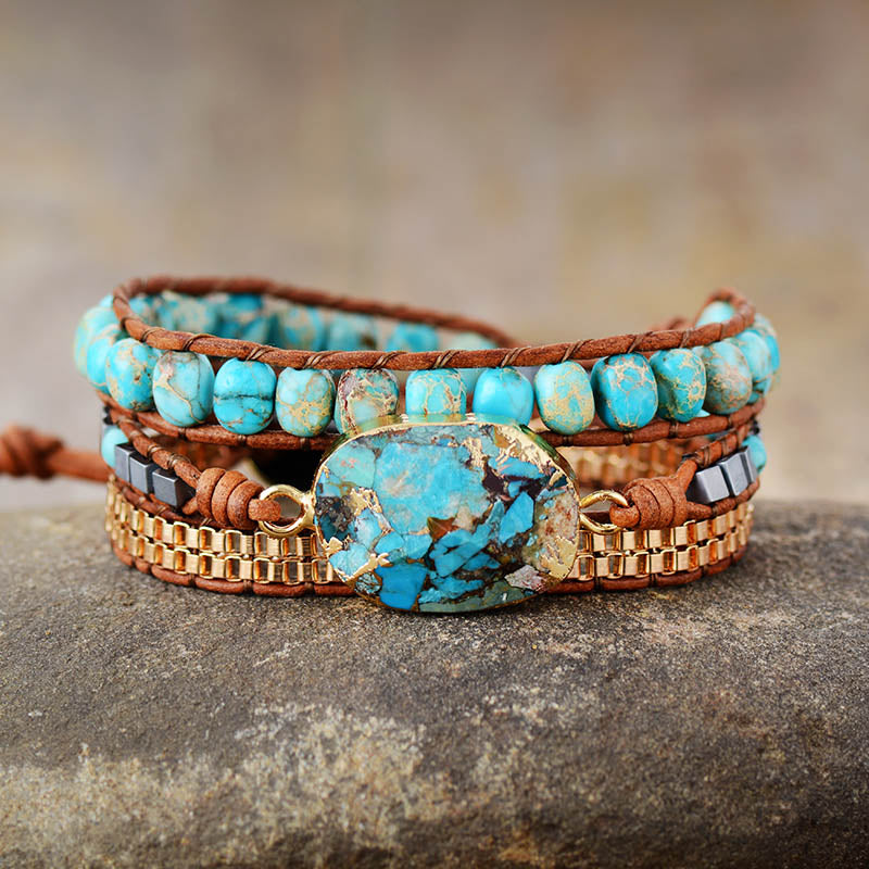 Turquoise & Jasper Healing Wrap Bracelet