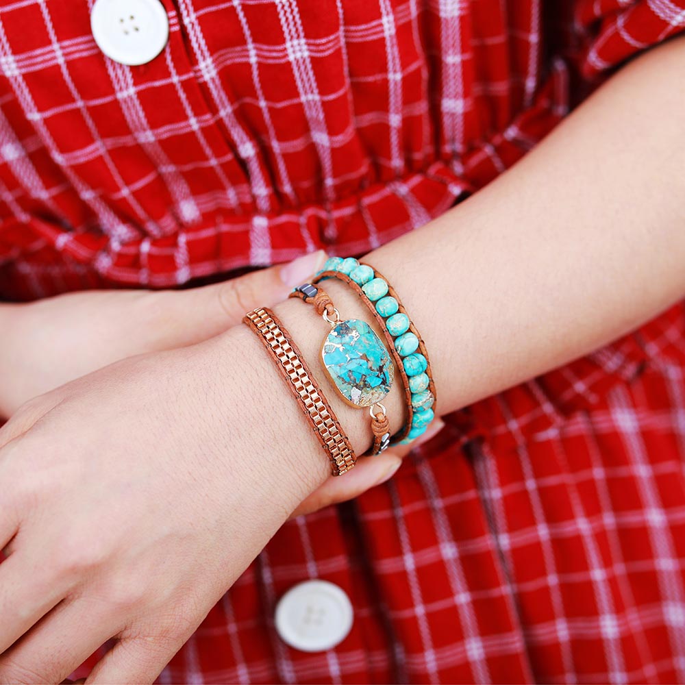 Turquoise & Jasper Healing Wrap Bracelet